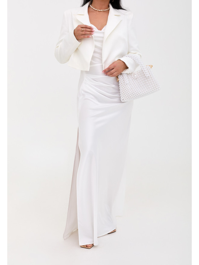 Mellani satin silk dress and Emma jacket white