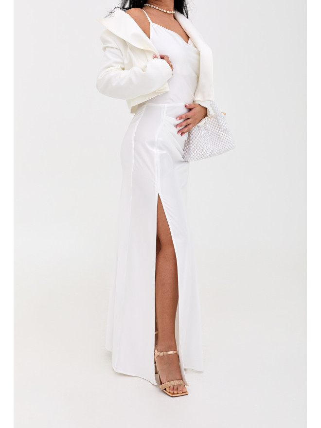 Mellani satin silk dress and Emma jacket white