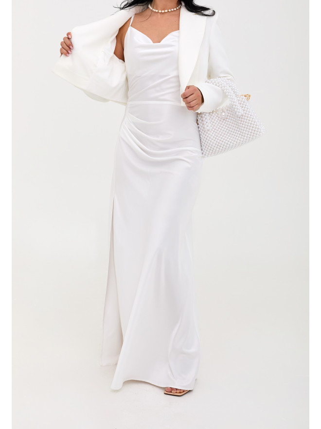 Mellani satin silk dress and Emma jacket white